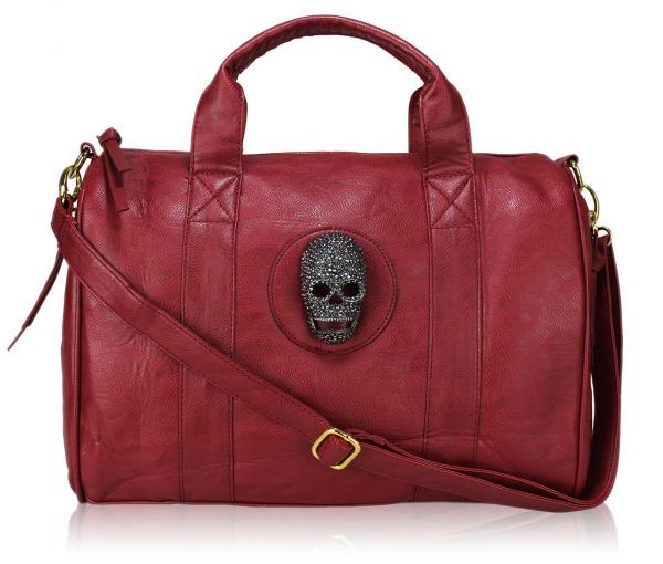 Bolsa Caveira em Couro Sintético Vermelha