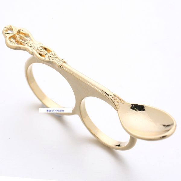 Anel Duplo Colher Dourada